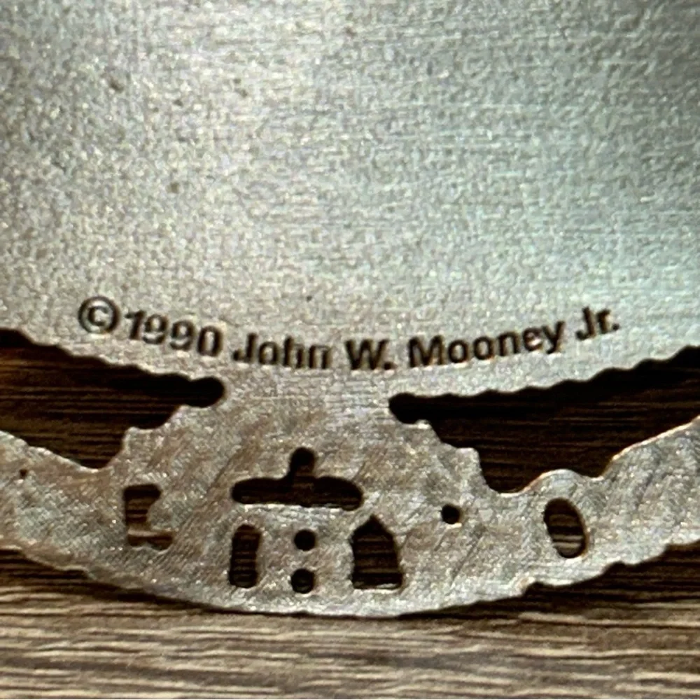 John W. Mooney Jr. MERRY CHRISTMAS FROM HEAVEN Pewter Ornament  Vintage 1990
